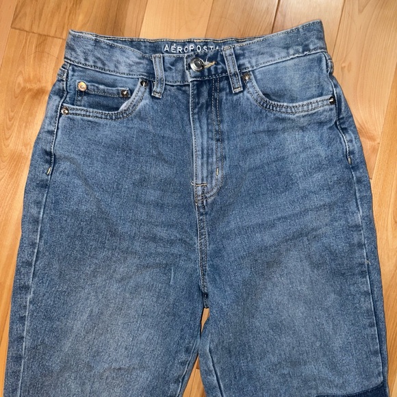 90s Aeropostale high waisted straight leg patchwork jeans size 00 - Picture 3 of 9